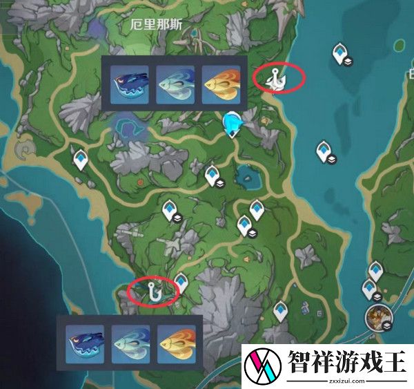 原神灰河渡手钓鱼地点分布图