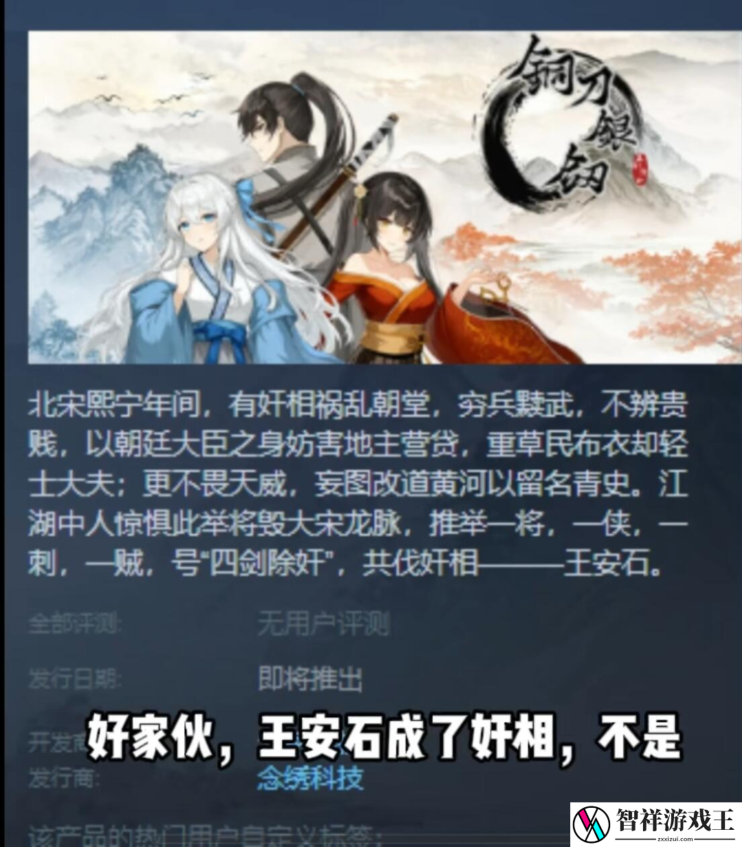 Steam上发现了一款刺杀“奸相”王安石的玉足国游……